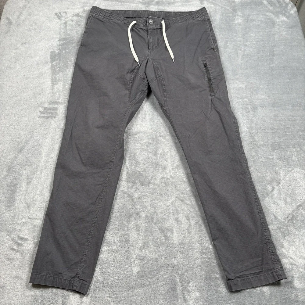 Vuori Pants Men XXL Gray Slim Ripstop Elastic Waist Drawstring Climber V412 - Picture 4 of 8